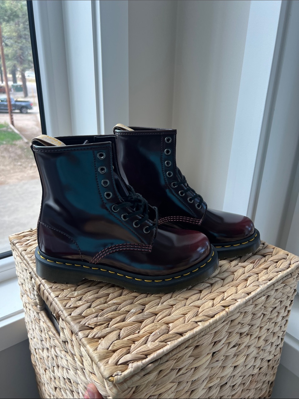 NEVER WORN Dr. Martens Cherry Red Patent Leather 8-Eye Combat Boots - Picture 2 of 7